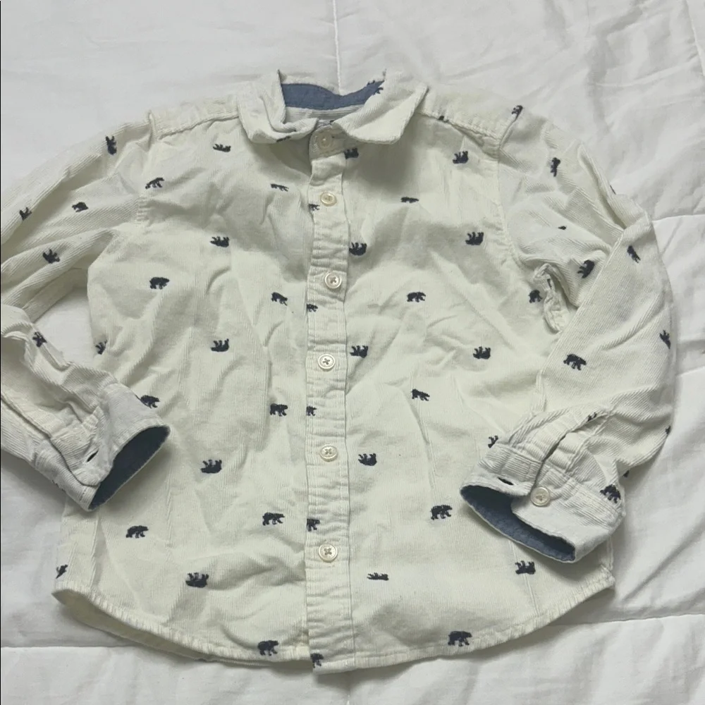 OshKosh B'gosh Cream Shirt with Navy Bear Design 💥